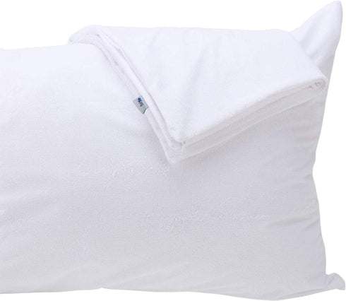 Feather Proof Pillow Protectors Queen Size with Zipper Set of 2 - 100% Waterproof - Down Proof - Bamboo Viscose Terry Surface...