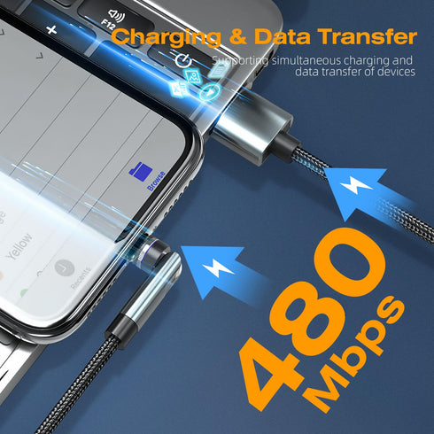 7-Pin Magnetic Charging Cable 2Pcs 360° Rotating 3 in 1 USB C Magnetic Phone Charger, 3A Fast Charging with Data Transfer for Android/i-Product/Mi...