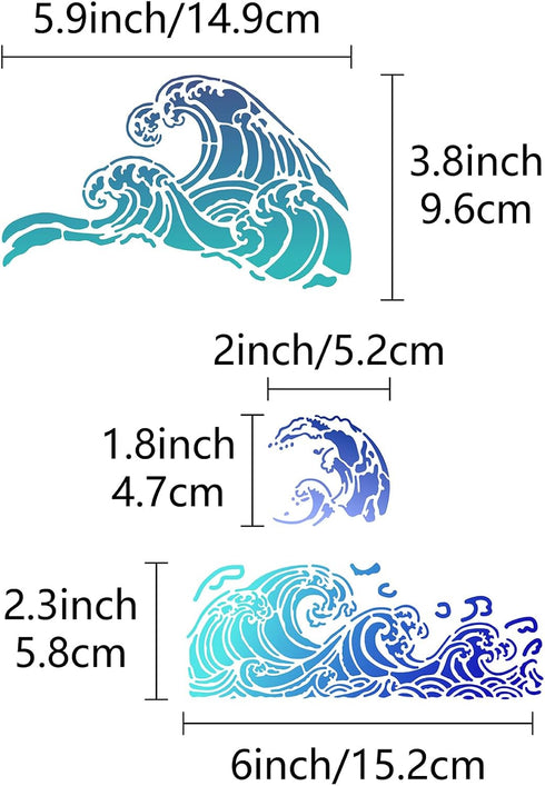 GORGECRAFT Sea Waves Stencils Metal Drawing Painting Template Reusable Ocean Wave Pattern Stainless Steel Stencils for Scrapbooking Wood Burning P...