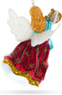 Angel Playing Music on Harp Blown Glass Christmas Ornament...