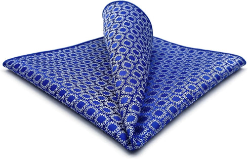 S&W SHLAX&WING Pocket Square for Men Azure Blue White Pattern Geometric Elegant for Suit...