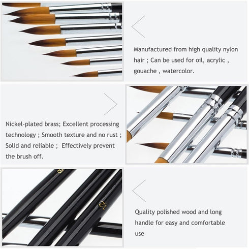 Nylon Paint Brushes Set, Inclined Plane Wooden Long Handle Brush Set Art Artist Professional Painting Supplies for Acrylic Watercolor and Oil Pain...