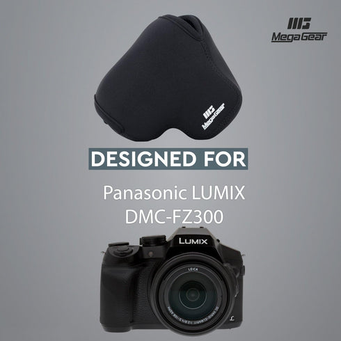 MegaGear ''Ultra Light'' Neoprene Camera Case Bag with Carabiner for Panasonic Lumix DMC-FZ300 Digital Camera (Black) (MG626), PU Leather...
