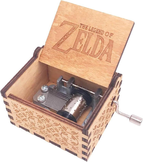 Music Box Hand Crank Musical Box Antique Engraved Carved Crafts,Play Song of Storms,Brown...