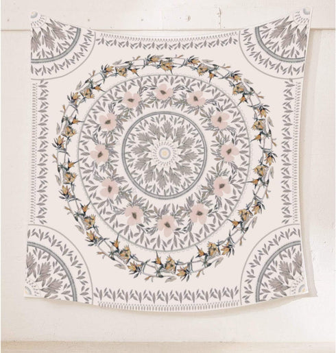 Simpkeely Sketched Floral Medallion Tapestry, Bohemian Mandala Wall Hanging Tapestries, Indian Art Print Mural for Bedroom Living Room Dorm Home D...