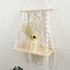 Macrame Wall Hanging Plant Decor Shelf Indoor Outdoor Floating Wood shelve Decorative Hand Made Rope Boho Shelving for Plants...