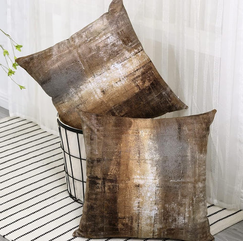 ONELZ Brown Throw Pillows and Grey Throw Pillows Decorative Pillow Covers for Couch Two Sides Printed, Fashion Style Zippered Cushion 18 X 18 Pill...