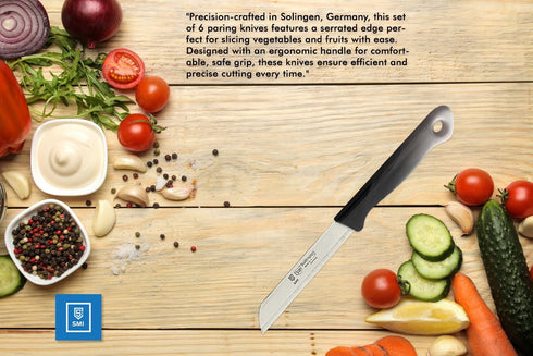 SMI 6 Pcs Paring Knife Set Serrated Solingen Germany Vegetable Knife Fruit Kitchen Knife Flexible Multi Color...