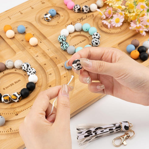 MissAudrey Bead Boards for Jewelry Making, Bracelet Board for Bracelet Making, Wooden Necklace and Bracelet Design Board?Bracelet Making Trays Mat...