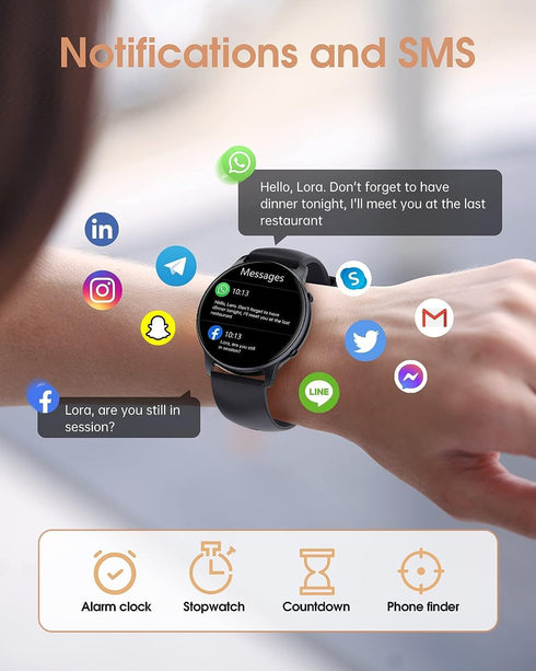 Holiday Smart Watches for Women Men, 1.32” Full Touch Screen Heart Rate/Sleep Monitor/Pedometer, IP68 Waterproof Fitness Watch for Android iOS Pho...
