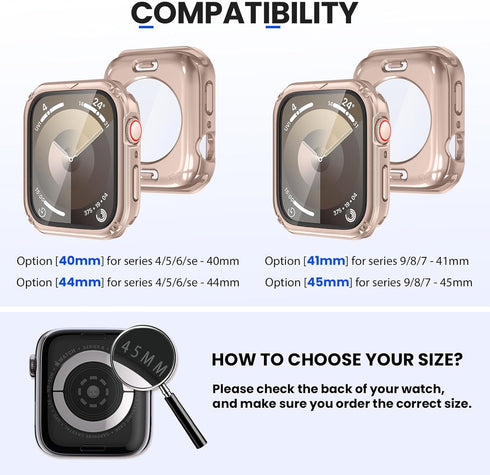 Goton 2 in 1 Waterproof Rugged Case for Apple Watch Screen Protector 44mm Series 6 5 4 SE, 360 Protective Glass Face Cover Hard PC Bumper + Back F...