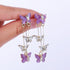Purple Butterfly Earrings Crystal Butterfly Earings Long Tassels Shiny Butterfly Dangle Earrings Zircon Earrings for Women Crystal Rhinestone Drop...