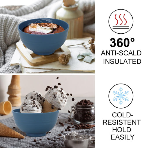 wheat straw small bowls 10oz set of 8 - Unbreakable Dessert Bowls for kids - Mini Bowls for Ice Cream,Snack and Fruits - Microwave & Dishwasher Sa...