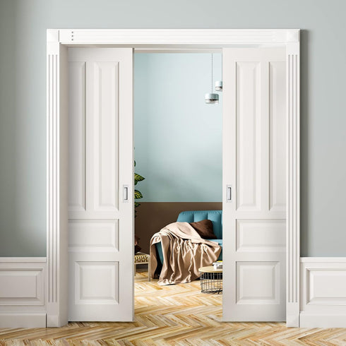 Ravinte 1 Pack Brushed Nickel Sliding Closet Door Handles Silver Flush Pulls 4.72in Length Recessed Finger Pulls for Sliding Barn Door Sqaure Cabi...