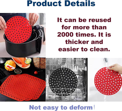 4Pcs Air Fryer Silicone Pot, Easy Cleaning Air Fryer Accessory, Food-Grade Reusable Air Fryer Basket, for 6 QT or Bigger, Square - 8.1" x 2.0" (2P...