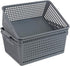 Farmoon Grey Plastic Weave Organizer Basket, 3 Packs Plastic Storage Baskets...