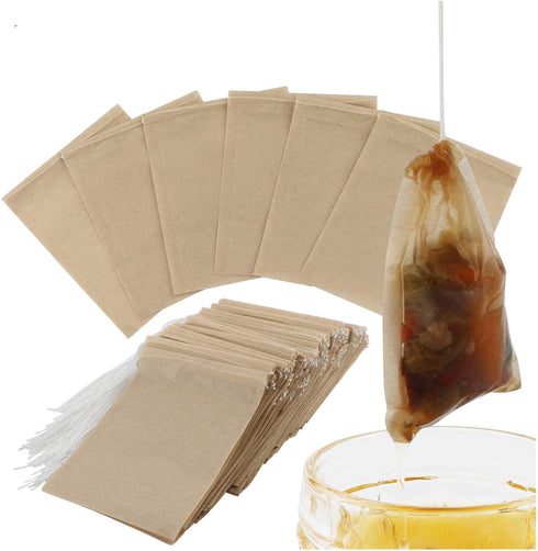 300PCS Tea Filter Bags, Disposable Paper Tea Bag with Drawstring Safe Strong Penetration Unbleached Paper for Loose Leaf Tea and Coffee?6x8CM?...