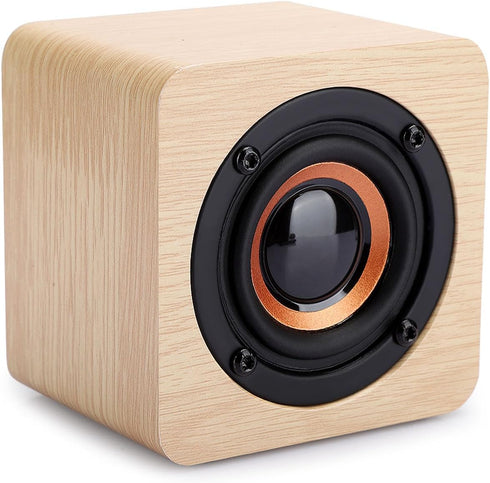 Retro Wireless Bluetooth Speaker, Yellow Wooden USB-Powered Portable Speaker with HD Sound and Rich Bass for Computer PC...