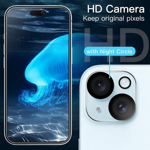 JETech Screen Protector for iPhone 15 Plus 6.7-Inch with Camera Lens Protector, Easy Installation Tool, Tempered Glass Film, HD Clear, 2-Pack Each...