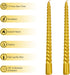 Twisted Candlesticks Golden Taper Candle -10inch Gold Tapered Candles Long Spiral Candles Dripless Twist Candle Sticks for Home Dinner Table Weddi...