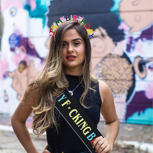 Happy Birthday Crowns Hats Sash Hair Tiara Birthday Party Crown Headband Supplies Gifts Decorations Funny Accessory for Women Girls...