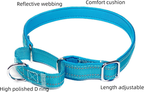Martingale Dog Collars, Reflective Safety Puppy Collar, Adjustable Soft Nylon Training Dog Collar,Metal Accessories Heavy Duty No Pull Pet Collars...