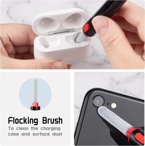 Airpod Cleaner Kit,Bluetooth Airpods Pro Earbuds Cleaning Kit Pen with Soft Brush Flocking Sponge,Multifunctional Earbuds Cleaning Tool for Airpod...