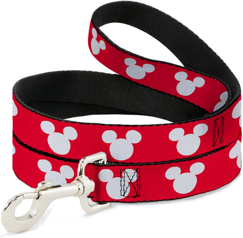Disney Pet Leash, Dog Leash, Mickey Mouse Ears Icon Red White, 4 Feet Long 0.5 Inch Wide...