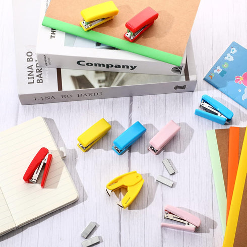 8 Pieces Mini Stapler Office Desktop Stapler with Staples and Yellow Staple Remover Heavy Duty Small Stapler for Desk Office School Paper Teacher ...