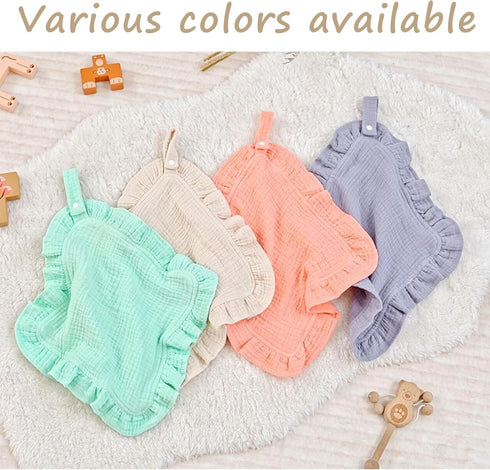Loveys for Babies, 2 Pack Organic Cotton Muslin with Attachable Snap Closure - Loveys for Babies Newborn Baby Lovey Security Blankets for Babies B...