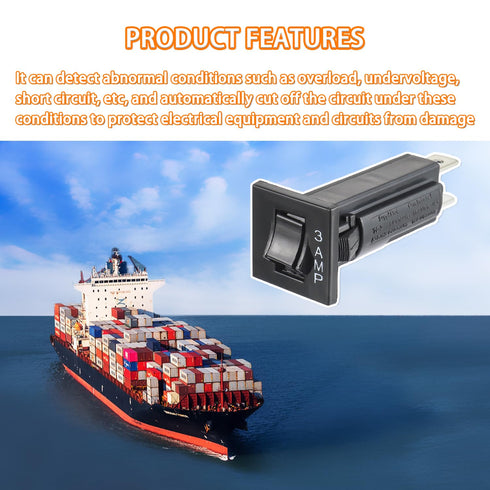 W28-XQ1A-3 Circuit Breaker 32V 3AMP; 2 Poles Snap-in Panel; 250V W28 Series (Pack of 2)...