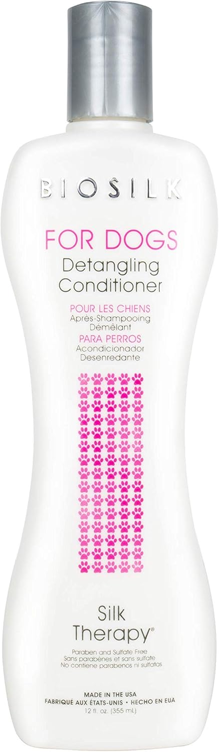 BioSilk for Dogs Silk Therapy Detangling Conditioner | Sulfate and Paraben Free Matted Hair Dog Detangler Conditioner for All Adult Dogs, 12 Fl Oz...