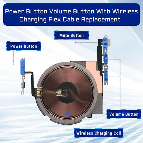 for iPhone 13 NFC Chip Power Volume Button Wireless Charging Charger Panel Coil Sticker Replacement OEM On/Off Silent Switch Mute Control Repair F...