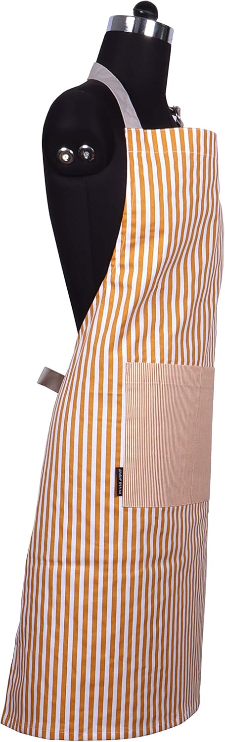 AMOUR INFINI Cotton Aprons for Women with Pockets Adjustable Strap and Waist Ties Reusable Printed Aprons for Baking, Cooking, Gardening (27.5 x 3...