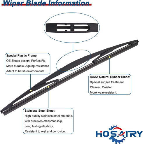 Rear Windshield Wiper Blade for Subaru Forester 06-22 Ascent 19-22 Impreza 04-11 Legacy 05-09 Outback 05-19 Tribeca 06-14, for Honda CRV 07-11 Fit...