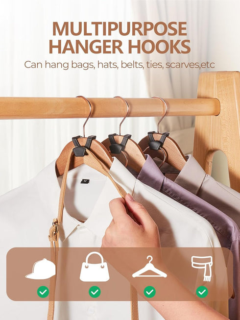 HOUSE DAY Space Saving Hanger Hooks 60 Pack, Black Clothes Hanger Connector Hooks, Heavy Duty Hanger Hooks Space Saver, Premium College Dorm Room ...