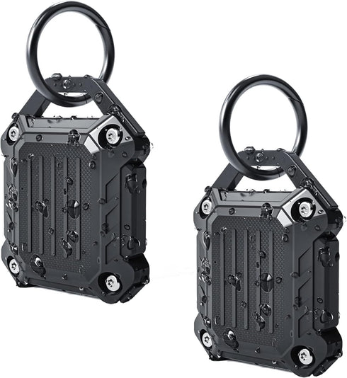 Dovick- Waterproof Airtag Keychain Holder Case,Screw Full Cover Compatible with Apple Air Tag Tracker Key Ring Black 2Pack...