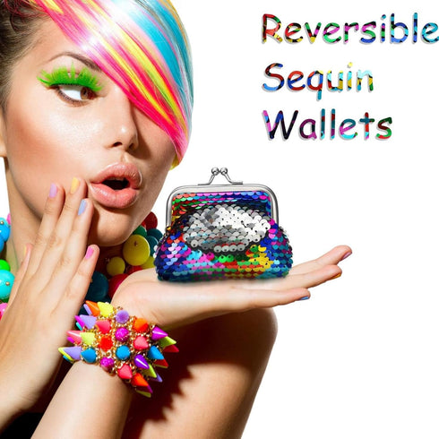 Frienda Sequin Coin Purses Reversible Sequin Mini Wallets Pouches Colorful Sequins Bags for Women Party Favor...