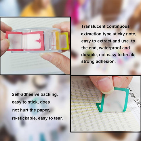 Extractable PET Arrow Clear Sticky Notes, Page Tabs, Sticky Tabs for annotated Book Page Markers and categorized Document Bookmarks(2 Sets/Box)...