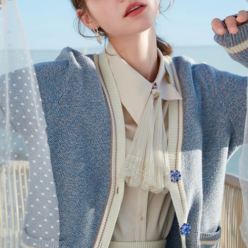 FINGERINSPIRE 10PCS Rhinestone Shank Buttons Flower Pattern Rhinestone Buttons Alloy Rhinestone Buttons for Sewing Alice Blue Rhinestone Jewlery B...