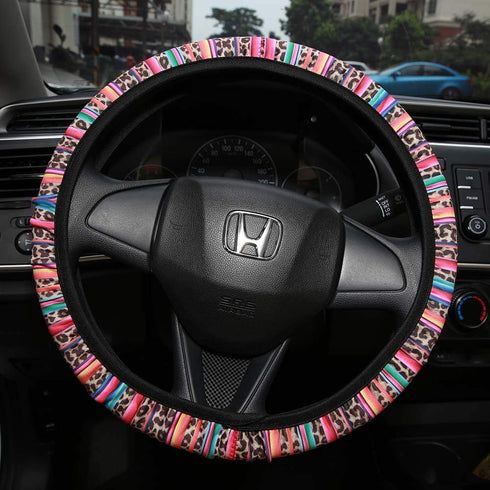 Universal Steering Wheel Covers, SUV Anti Slip Wheel Protector?Cute Car Steering Wheel Cover for Women and Girls (Stripe Leopard)...
