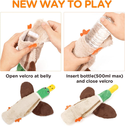 FIREOR Dog Squeak Toys, No Stuffing Plush Crinkle Water Bottle Dogs Chew Toy for Small Medium Large Breed Chewer Squeaky Tough Durable Puppy Teeth...