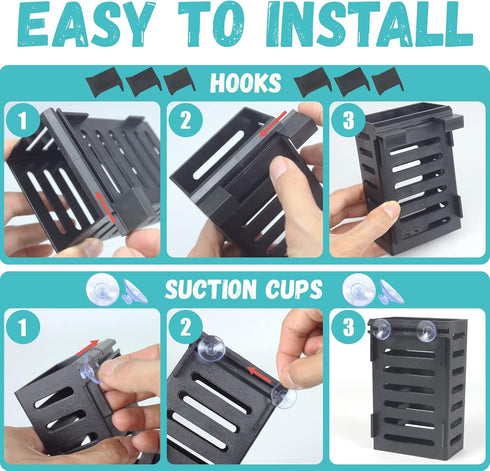 2 Pcs Aquarium Plant Holder, Fish Tank Plant Holder with Hooks and Suction Cups, Aquarium Planter Cups for Emersed Plants, Suitable for Aquatic Pl...