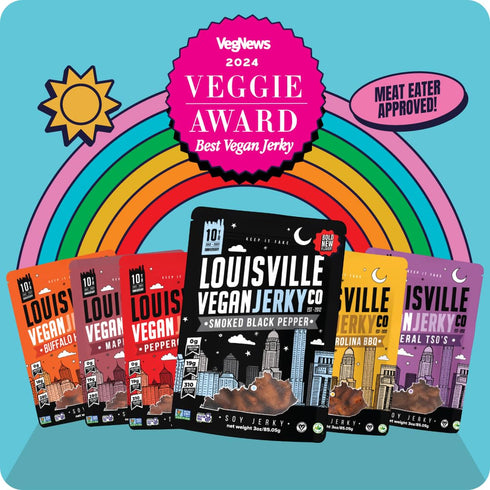Louisville Vegan Jerky - Smoked Black Pepper Vegan and Vegetarian Meat, 19 Grams of Non-GMO Soy Protein, 310 Calories per Bag, Gluten-Free High Pr...