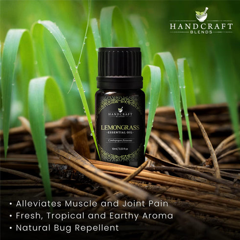Handcraft Blends Lemongrass Essential Oil - 100% Pure and Natural - Premium Grade Essential Oil for Diffuser and Aromatherapy - 0.33 Fl Oz...