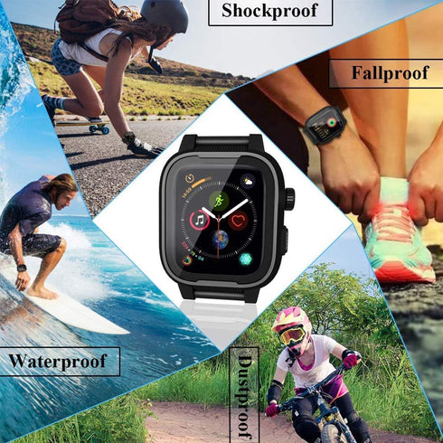 for Apple Watch Case 44mm Waterproof Case, IP68 Full Body Protection Case with Screen Protector and Band, Case Cover for iWatch Series 6/5/4/SE 44...