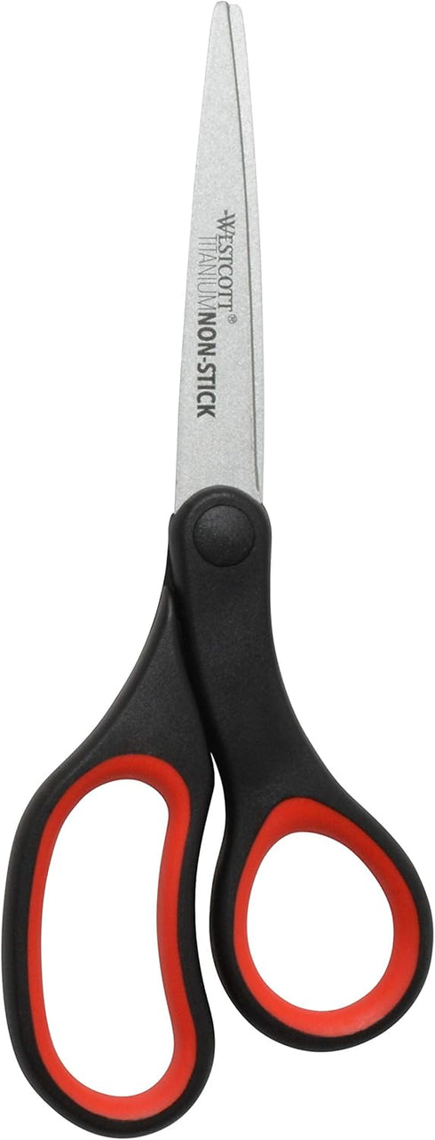 Westcott 8" Titanium Non-Stick Scissors, 2-Pack, Black and Red...