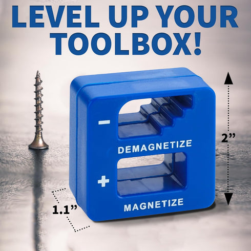 Demagnetizer and Magnetizer - Blue - for Screwdrivers Tips, Bits, and Small Tools, Large or Big Screws, Drills, Drill Bits, Sockets, Nuts, Bolts, ...