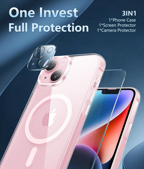 FNTCASE for iPhone 15-Plus Phone Case: Magnetic Clear Military Shockproof Anti Yellowing Slim Phone Cover with Camera Lens Protector & Screen Prot...