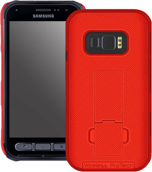 Case Compatible with Samsung Galaxy XCover FieldPro Phone Model SM-G889. Slim Protective Rugged Case with Built-in Kickstand (Red)......